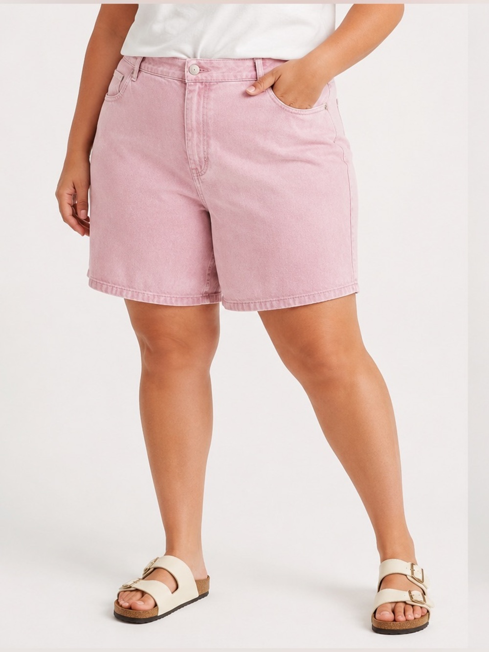 NWT Anthropologie Pilcro Relaxed Bermuda Denim Shorts Pink Rose 18W Plus
